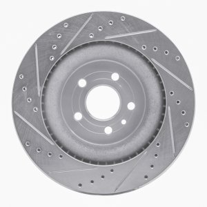 Ford Explorer Brake Rotor (1) - Front Right - R1 Concepts - Drilled & Slotted - Silver - `13-`19